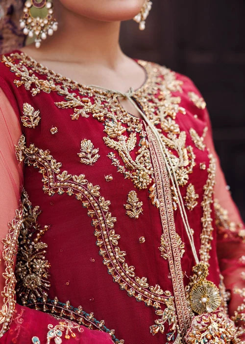 3- Piece Maroon Royale Embroidered Sharara Set