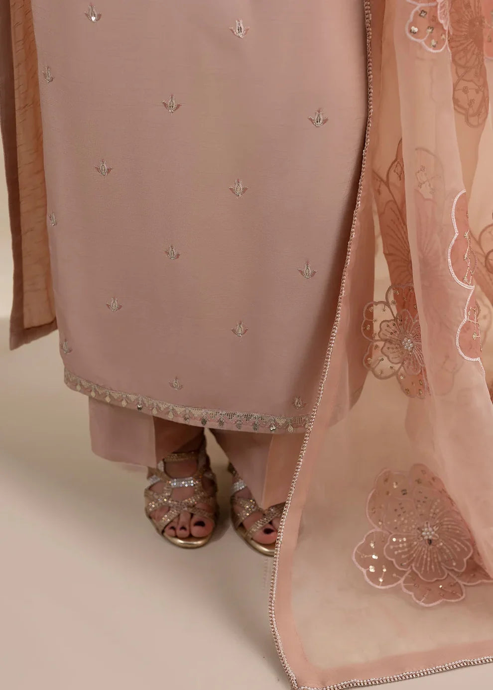 3- Piece Embroidered Raw Silk Suit