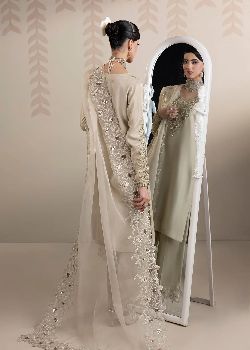 3- Piece Embroidered Raw Silk Suit