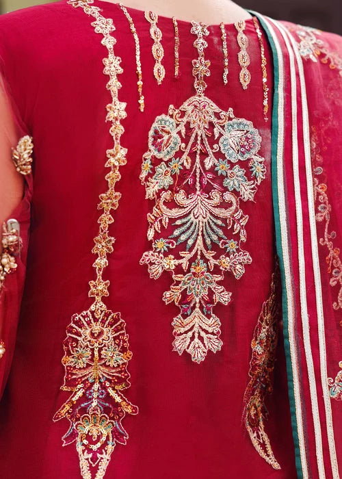 3- Piece Maroon Royale Embroidered Sharara Set