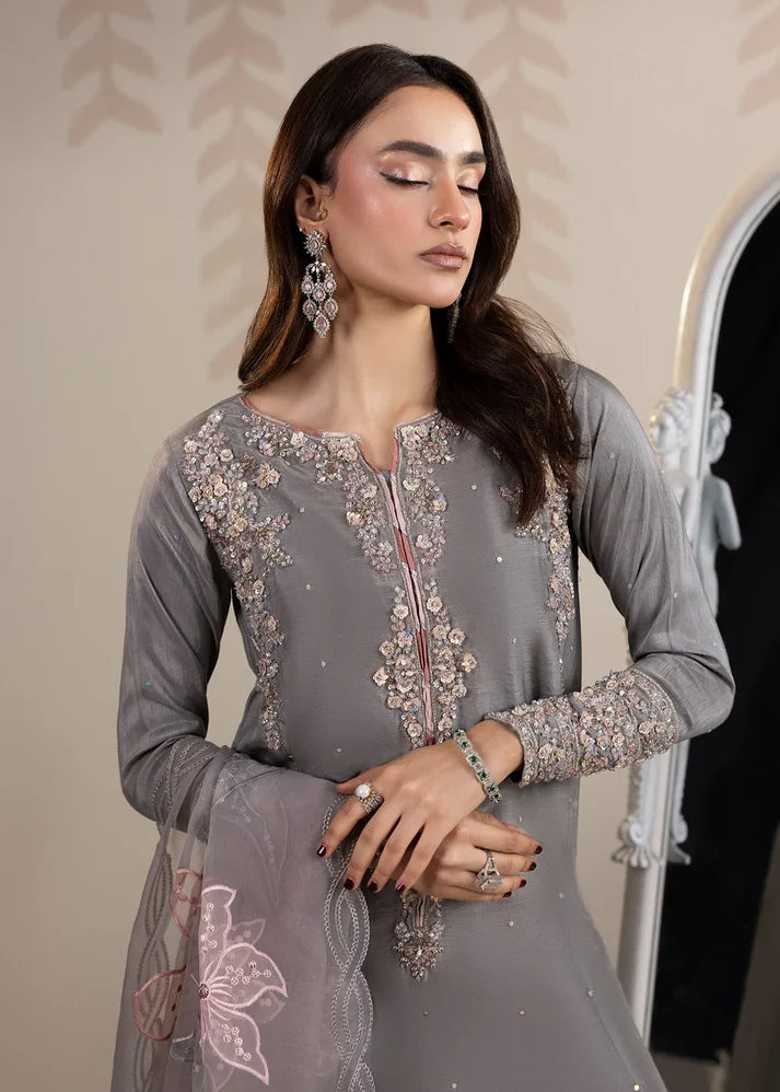 3- Piece Embroidered Raw Silk Suit